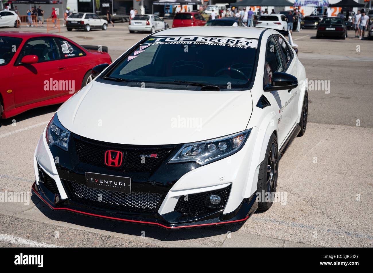 A Japanese sport car Honda Civic FK2 Type-R in street Stock Photo