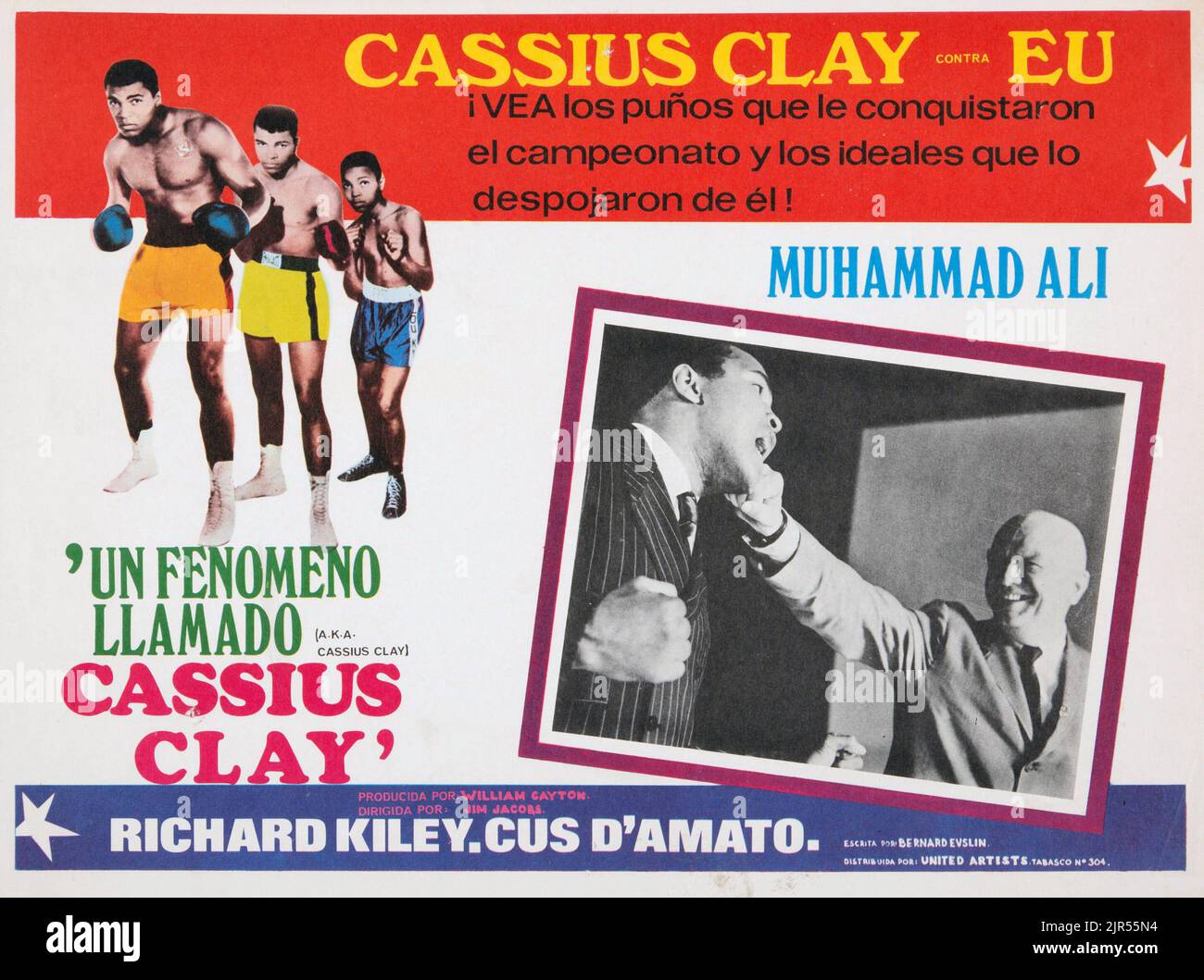 1970 Muhammad Ali 'a.k.a. Cassius Clay' Lobby Card - Spanish Edition Stock Photo