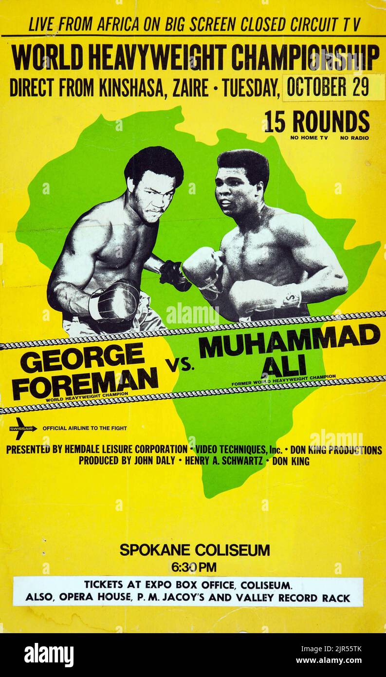 1974 Muhammad Ali vs. George Foreman Closed Circuit Fight Poster Stock