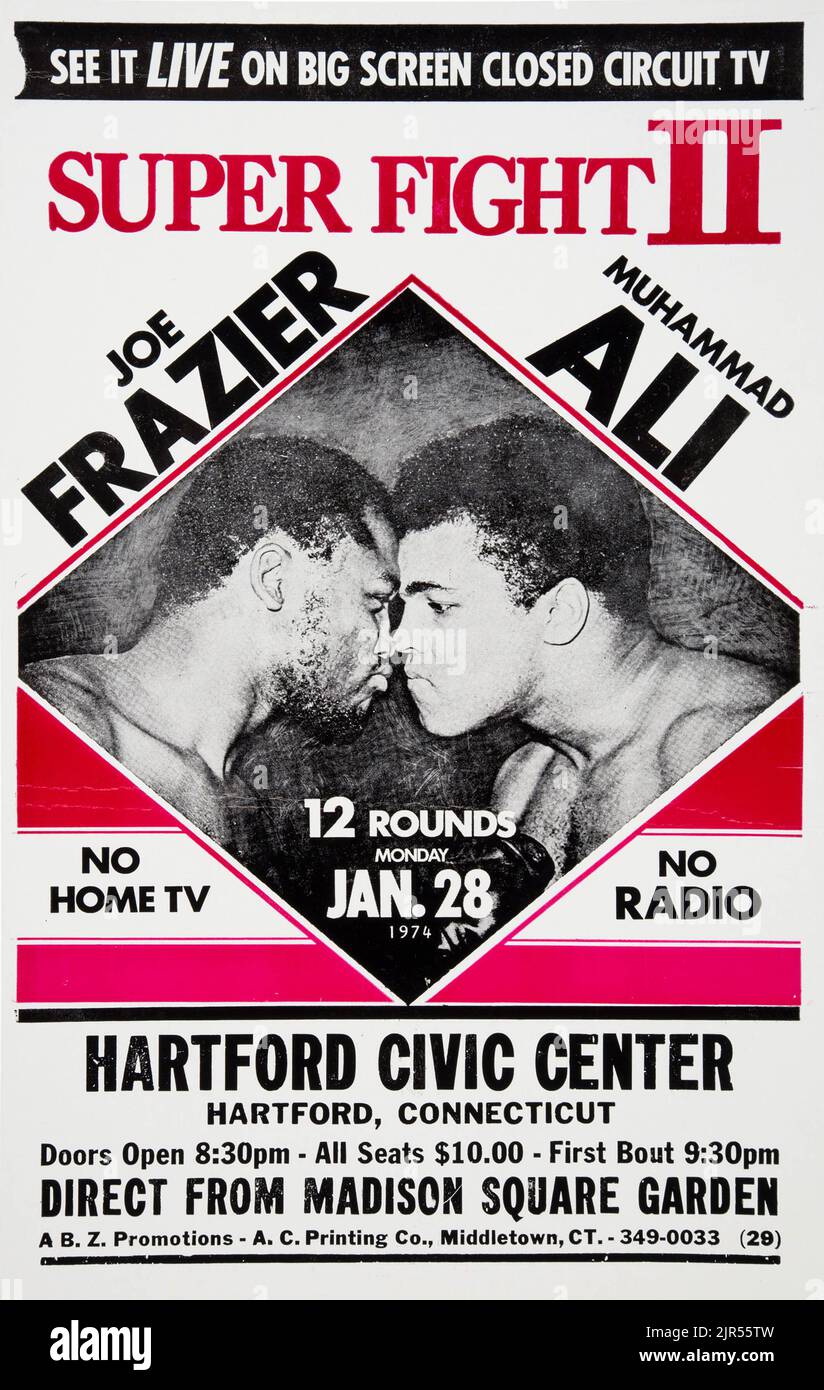 1974 Muhammad Ali vs. Joe Frazier Closed Circuit Poster Stock Photo