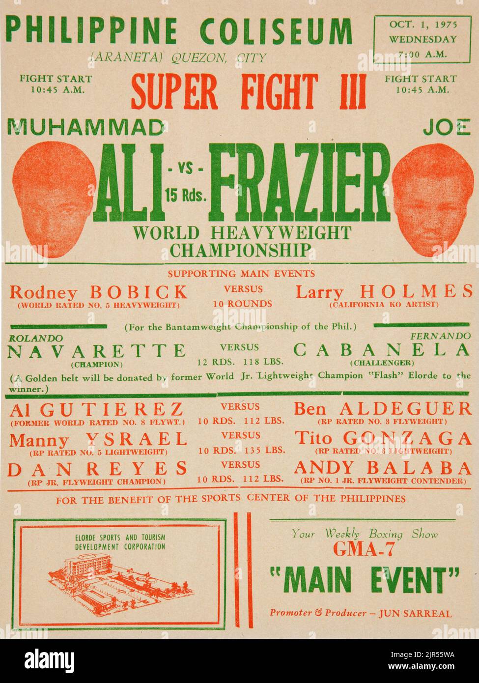 1975 Muhammad Ali vs. Joe Frazier III On-Site Poster Stock Photo