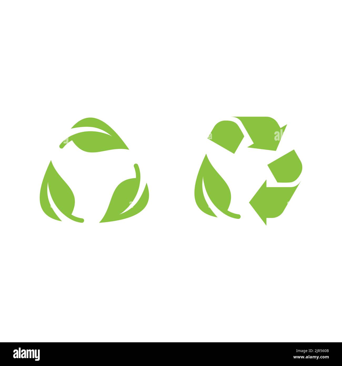 Recycle leaf cycle symbol. Recycled or recyclable arrows and leaves. Recycling icon. Stock Vector