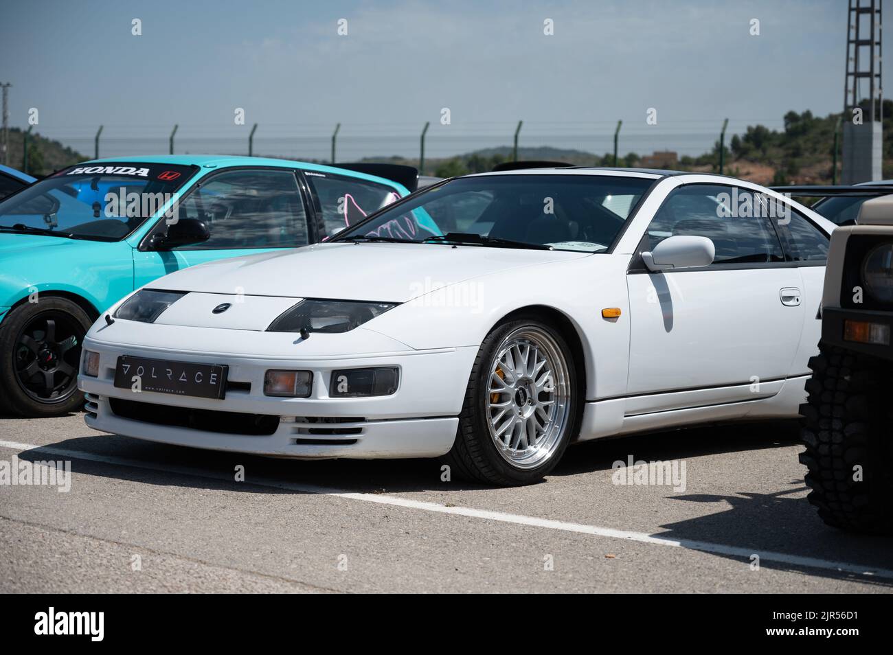 A White Nissan 300ZX Z32 parked on the street Stock Photo