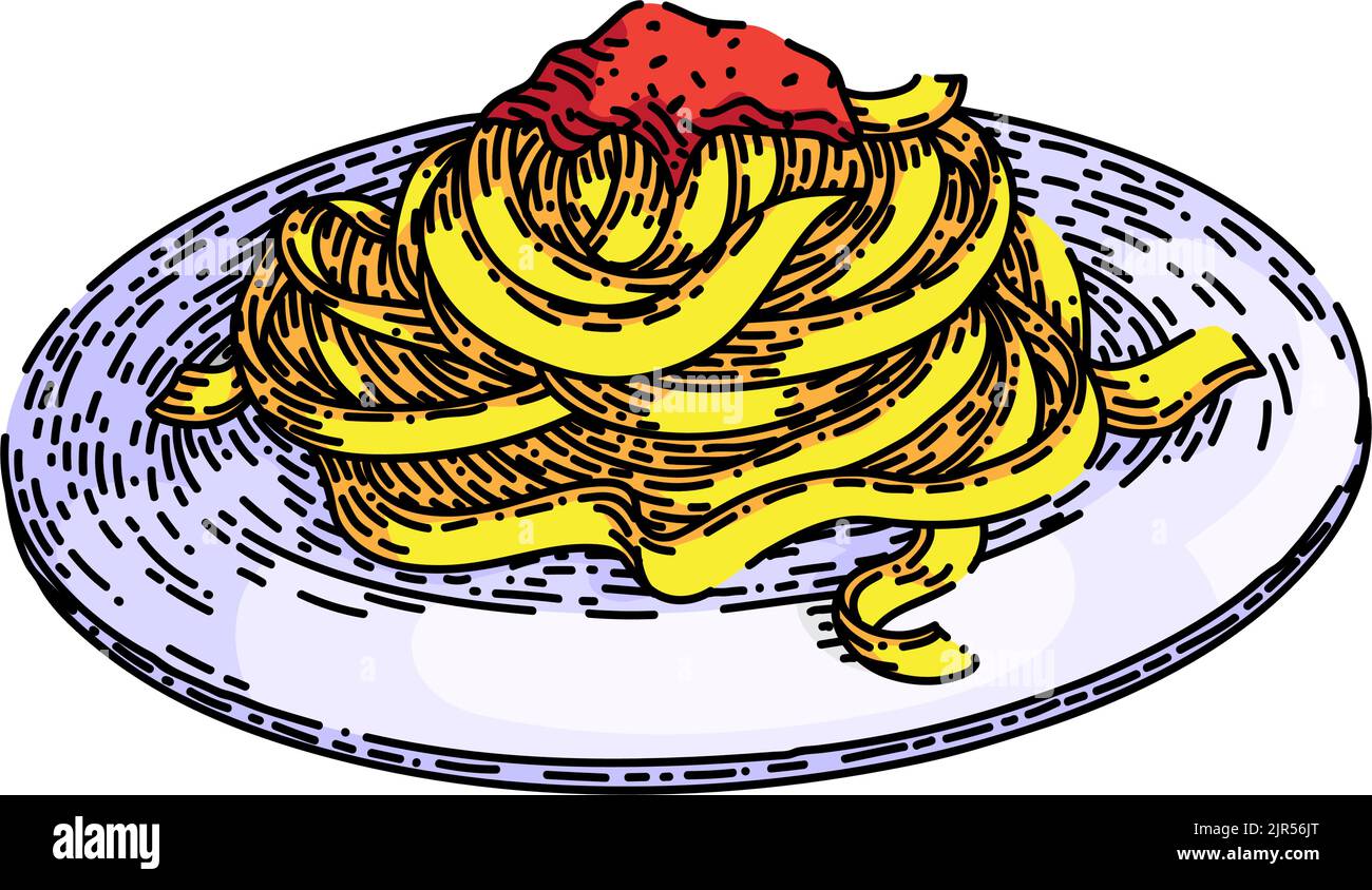 fettuccine pasta sketch hand drawn vector Stock Vector Image & Art Alamy