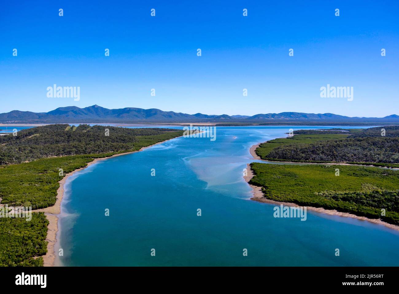 Aerial of Graham Creek Curtis Island Queensland Australia Stock Photo
