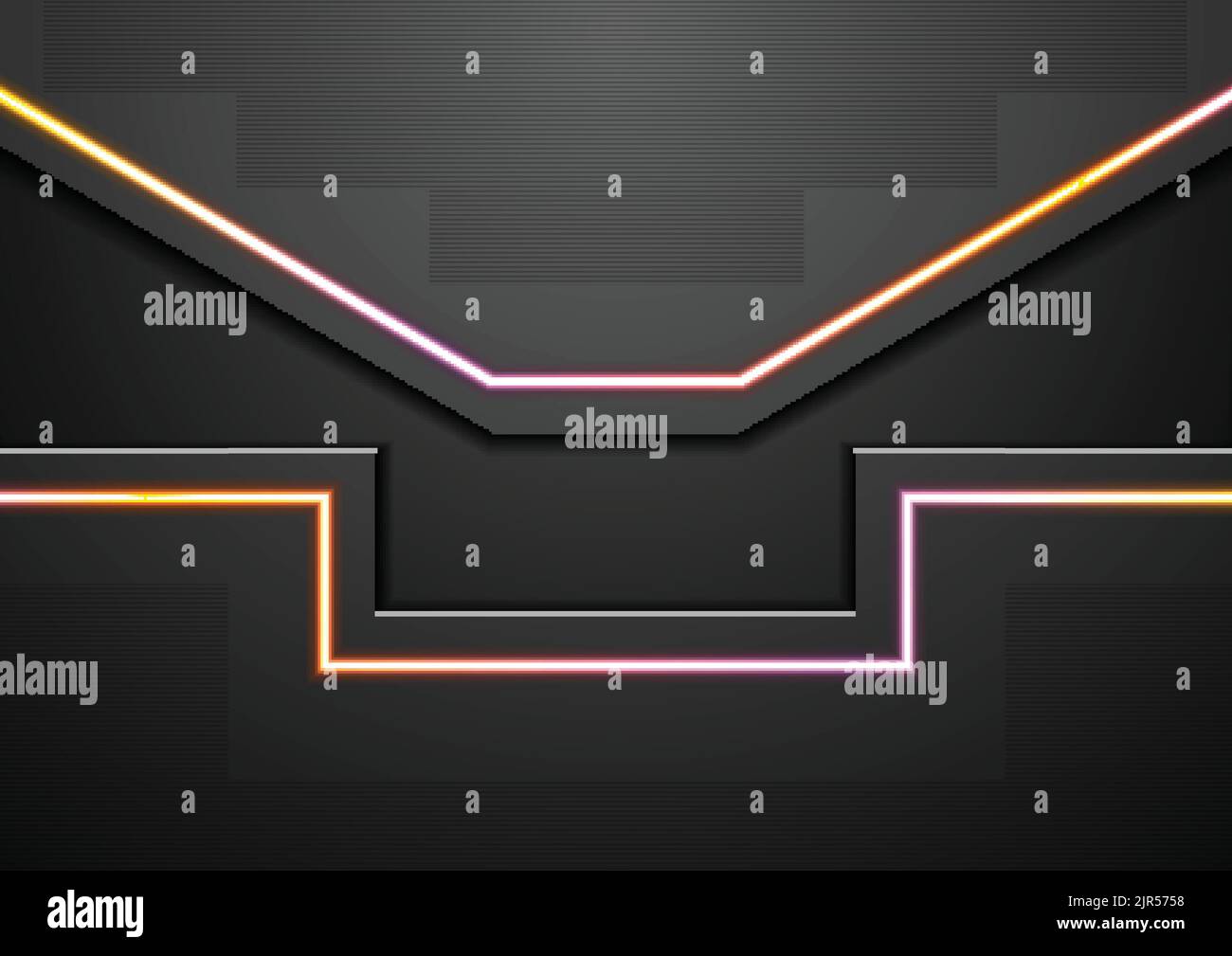 Black abstract tech background with neon light lines. Vector concept ...