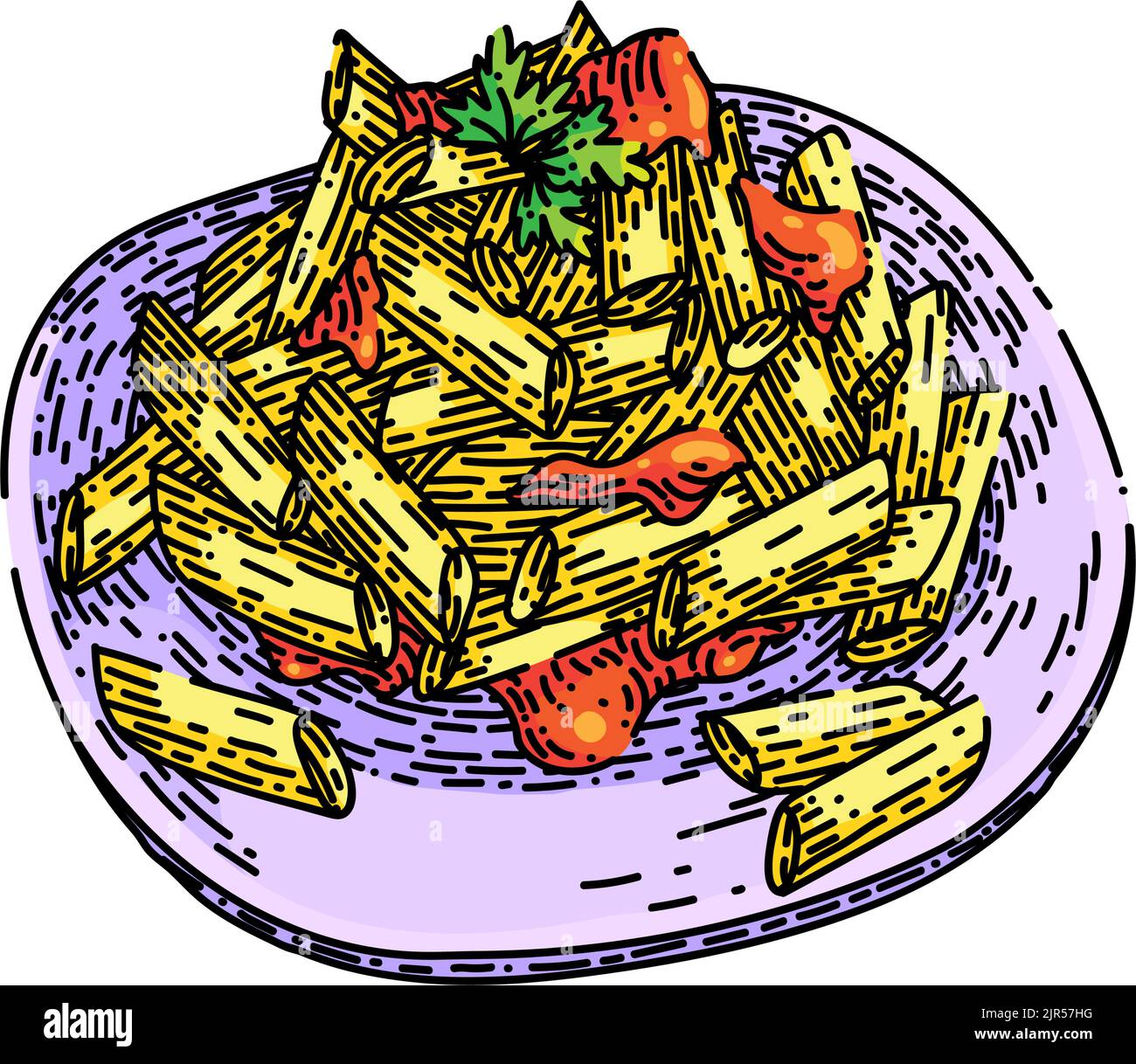 penne pasta sketch hand drawn vector Stock Vector Image & Art Alamy