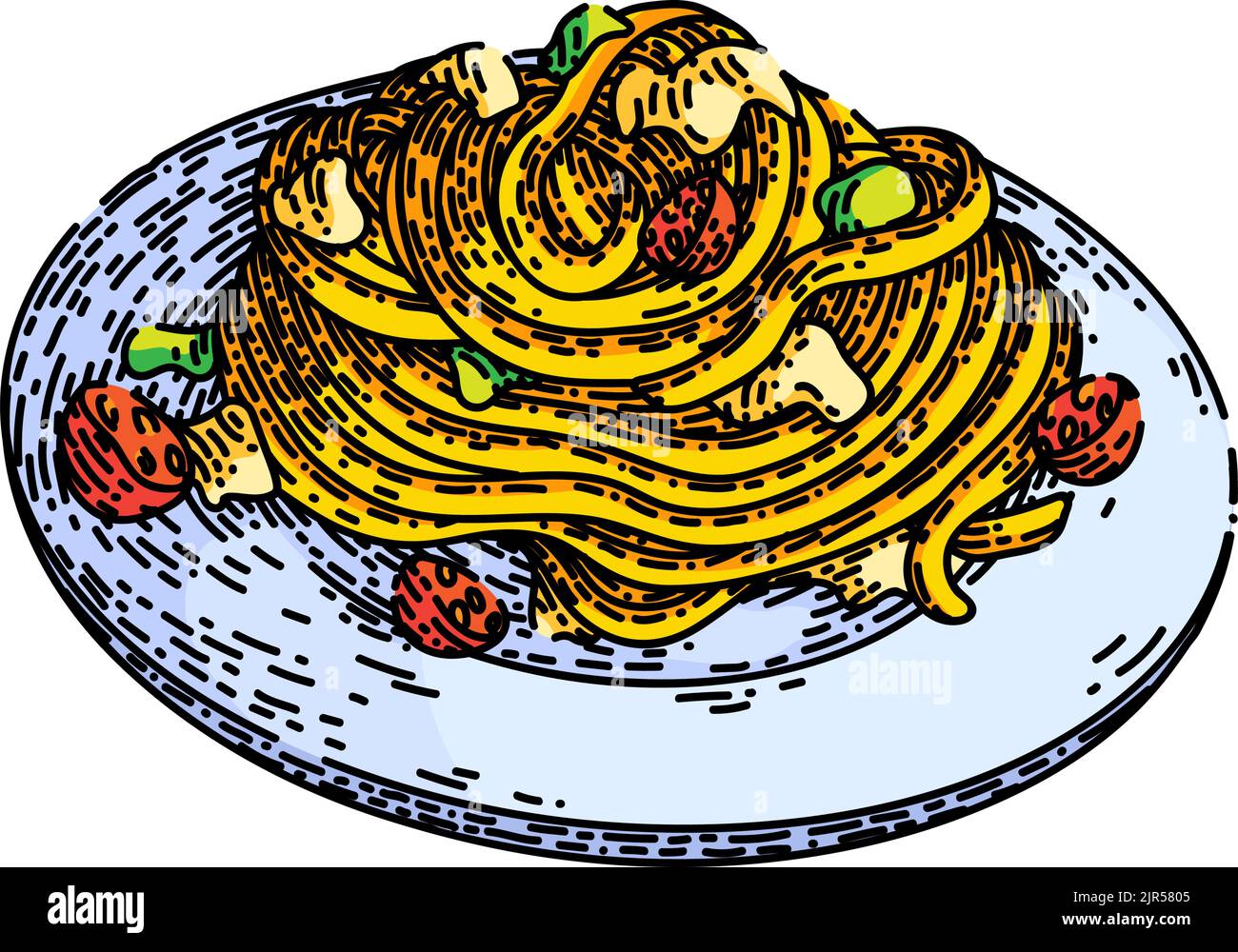 tagliatelle pasta sketch hand drawn vector Stock Vector Image & Art Alamy