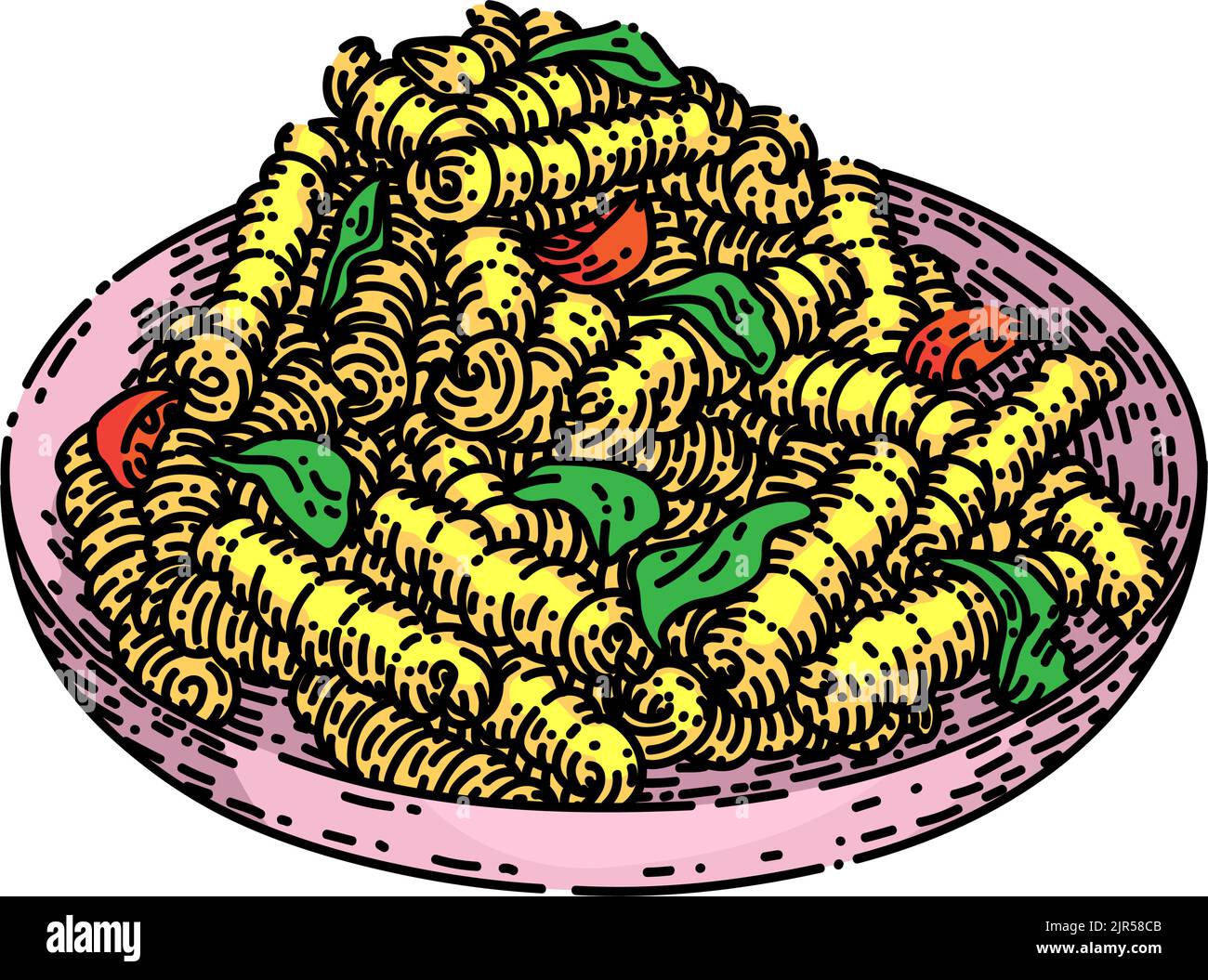 fusilli pasta sketch hand drawn vector Stock Vector Image & Art Alamy