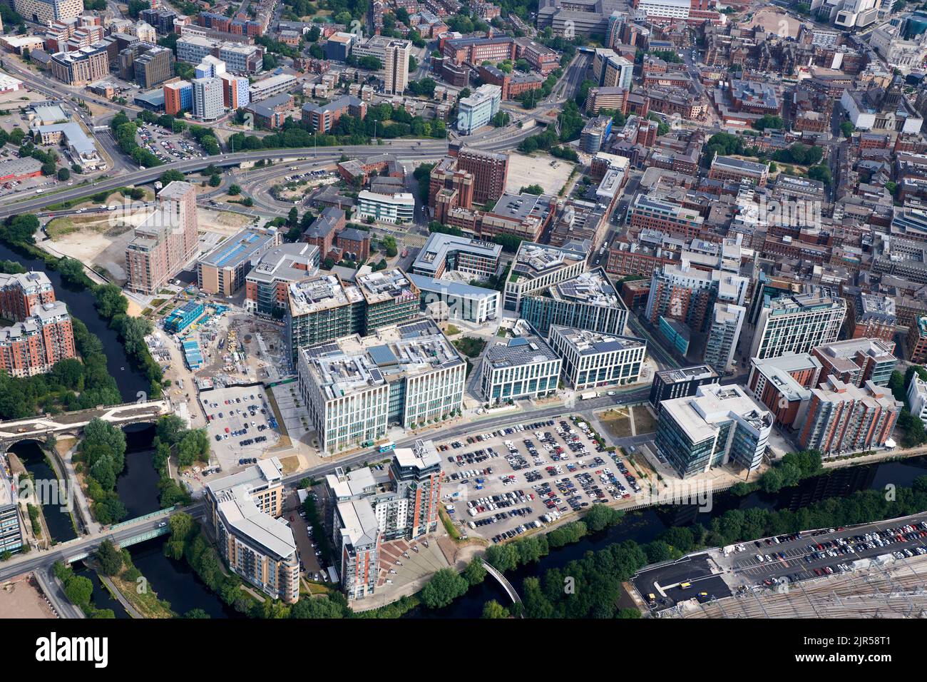 An aerial photograph of Whitehall area, Leeds City Centre, west