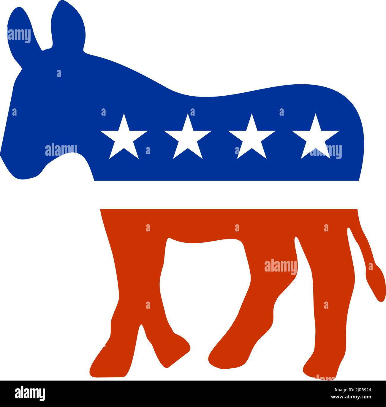 a donkey in the colors of the American flag. the symbol of the Democratic Party of the USA. isolated icon vector illustration design Stock Vector