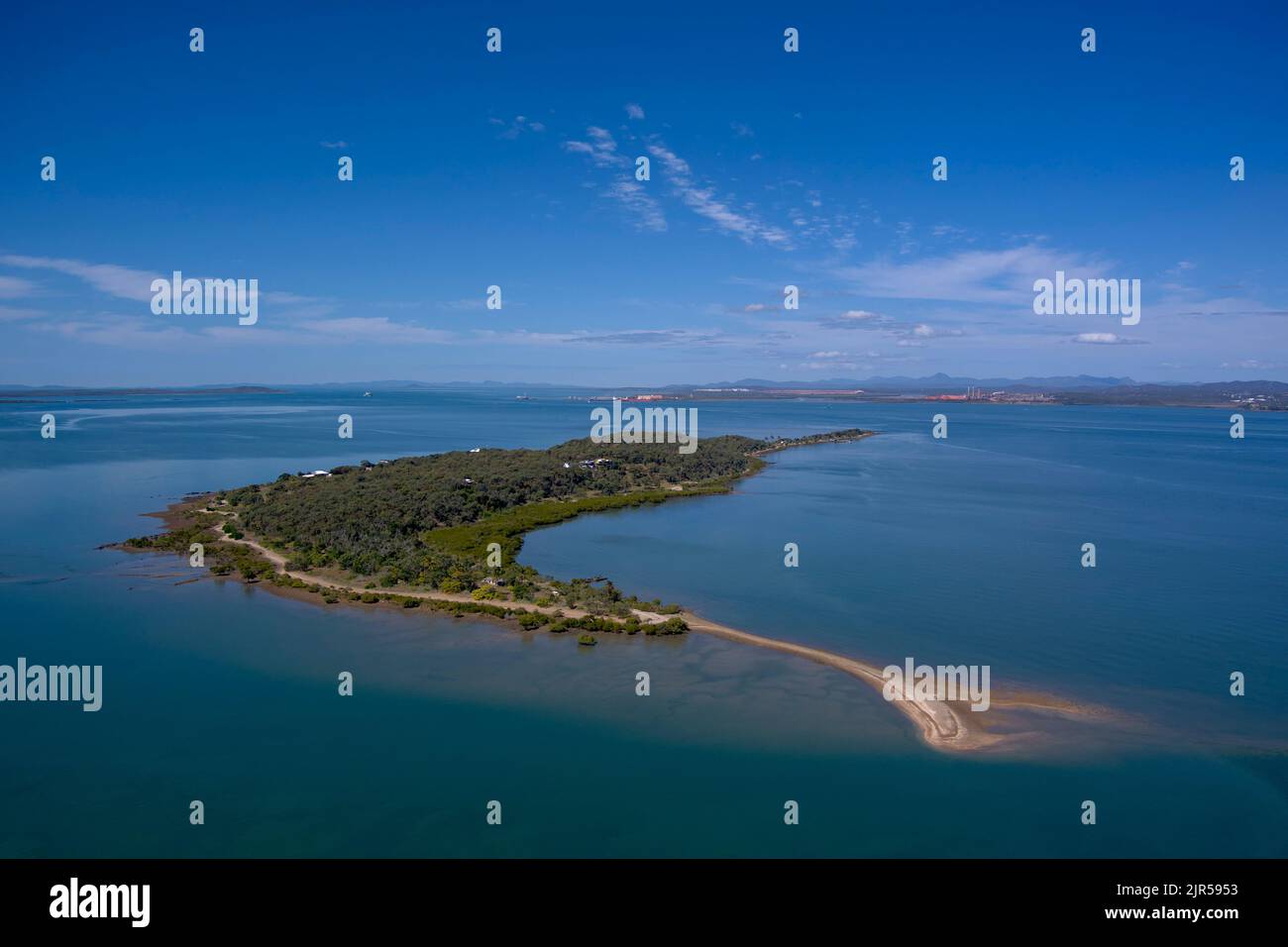 Aerial of Quoin Island in Gladstone Harbour Queensland Australia Stock Photo
