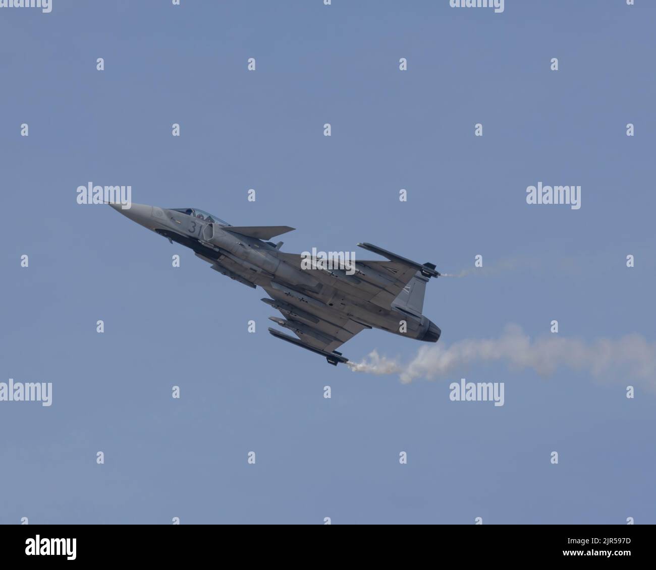 The Hungarian Saab Gripen flying at the 2022 Royal International Air Tattoo Stock Photo