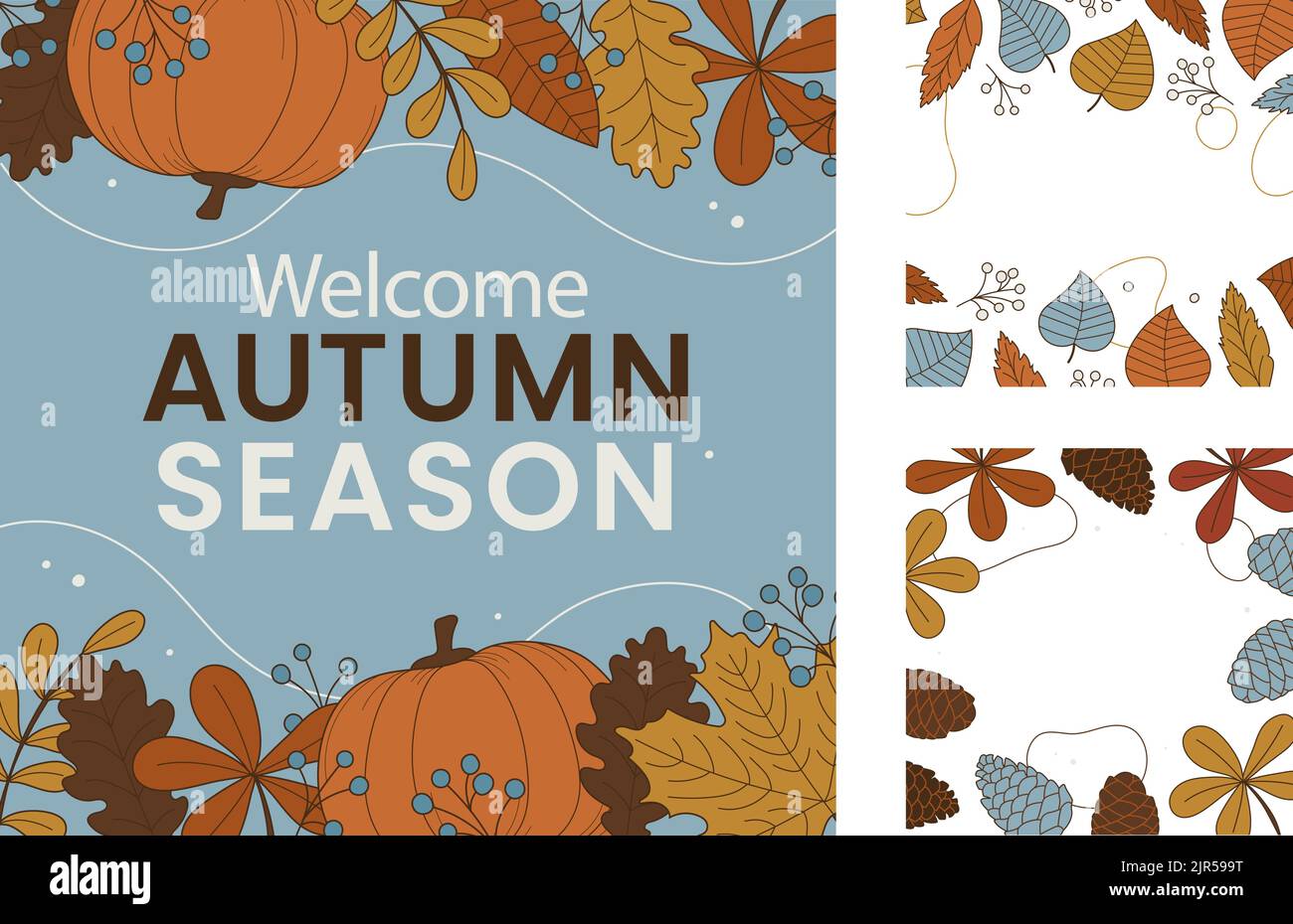 Hand drawn posts set for autumn celebration Vector illustration Stock ...