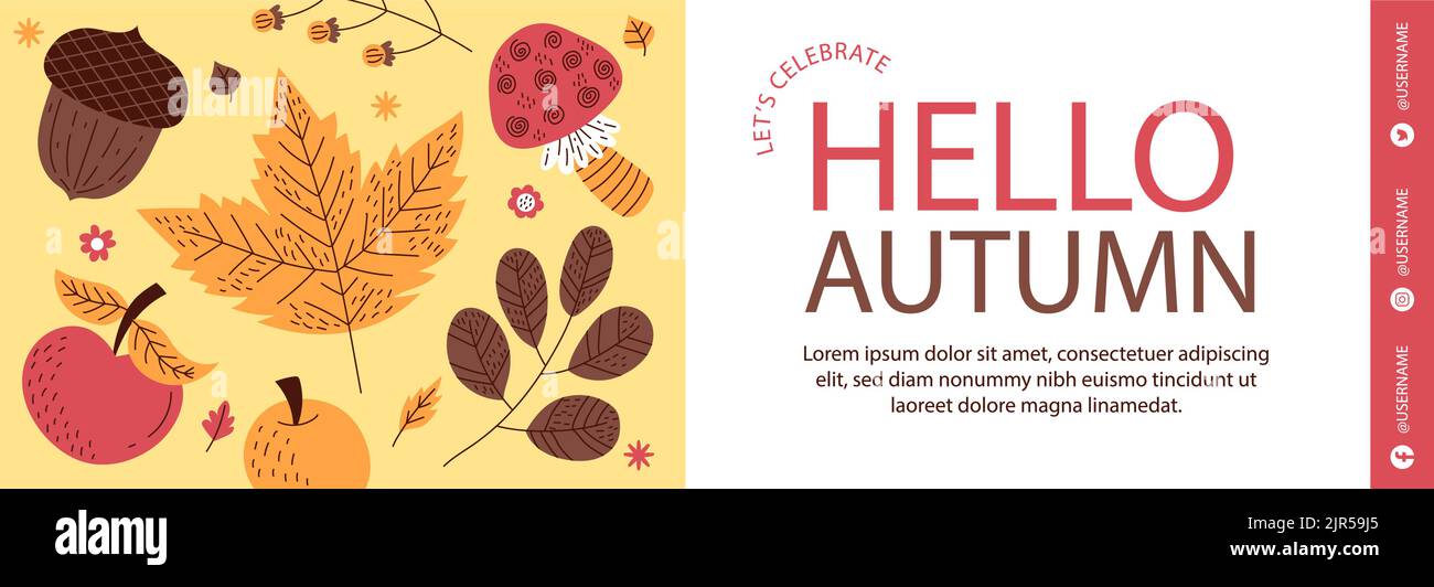 Flat horizontal banners set for autumn celebration Vector illustration Stock Vector