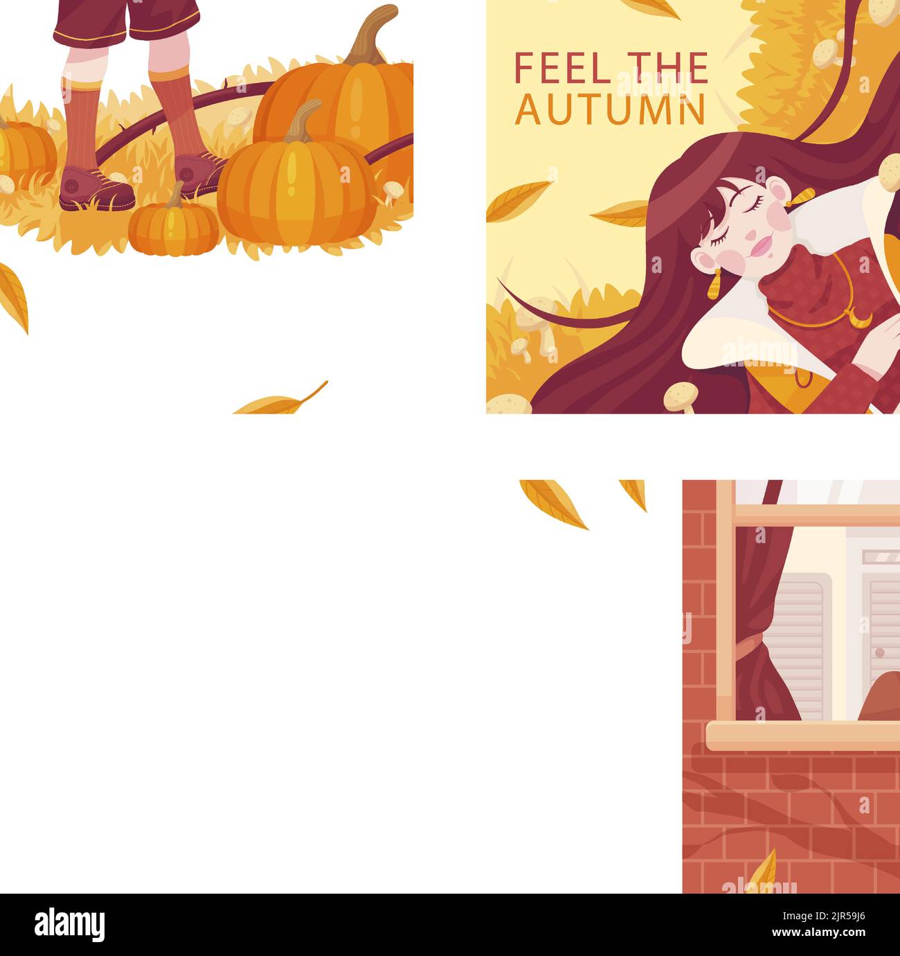 Flat posts set for autumn celebration Vector illustration Stock Vector ...