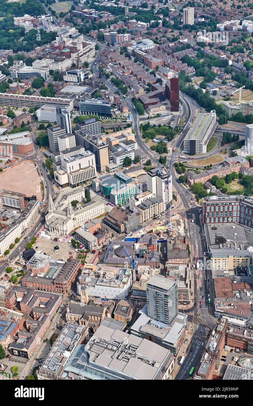 An aerial photograph of the Civic quarter area of Leeds City Centre