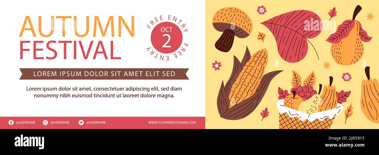 Flat horizontal banners set for autumn celebration Vector illustration ...