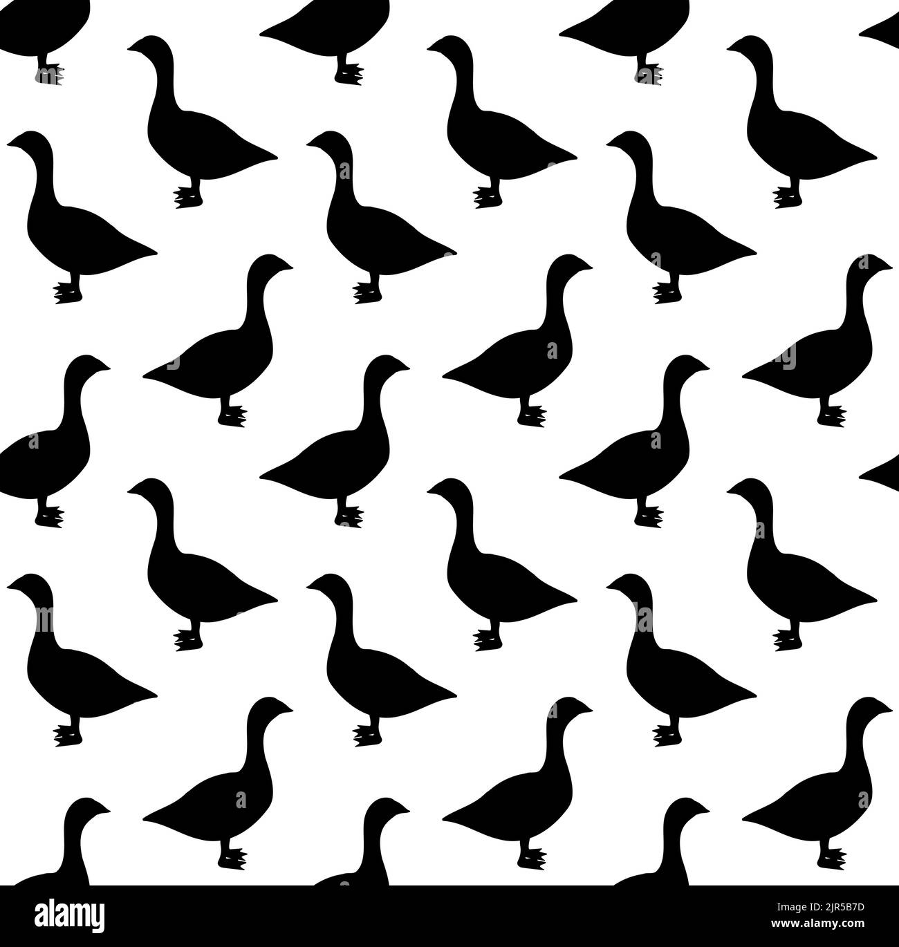 Vector seamless pattern of hand drawn flat goose duck silhouette