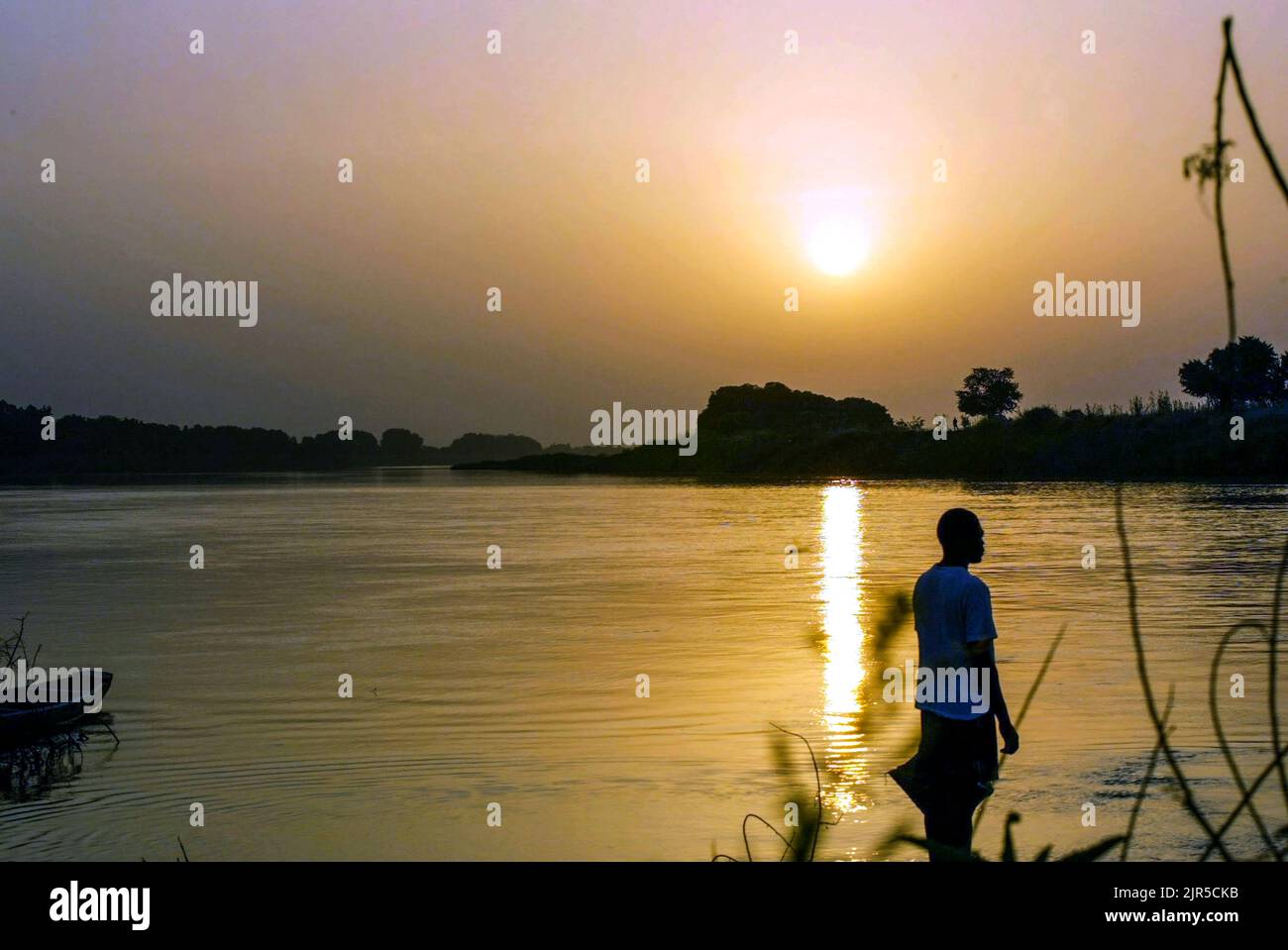 Sunset on the Benoue River in Garoua (north-east Cameroon), 25 November ...