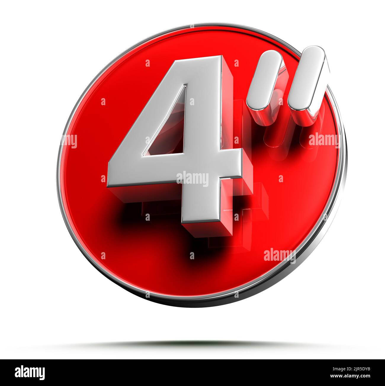 Label size 4 inch 3D illustration on white background have work path