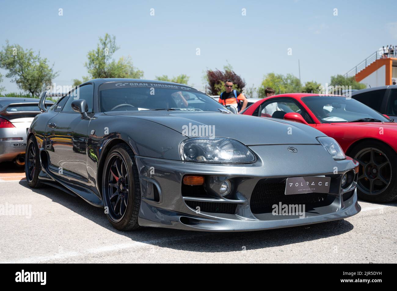 The gray Toyota Supra Japanese sports car Stock Photo Alamy