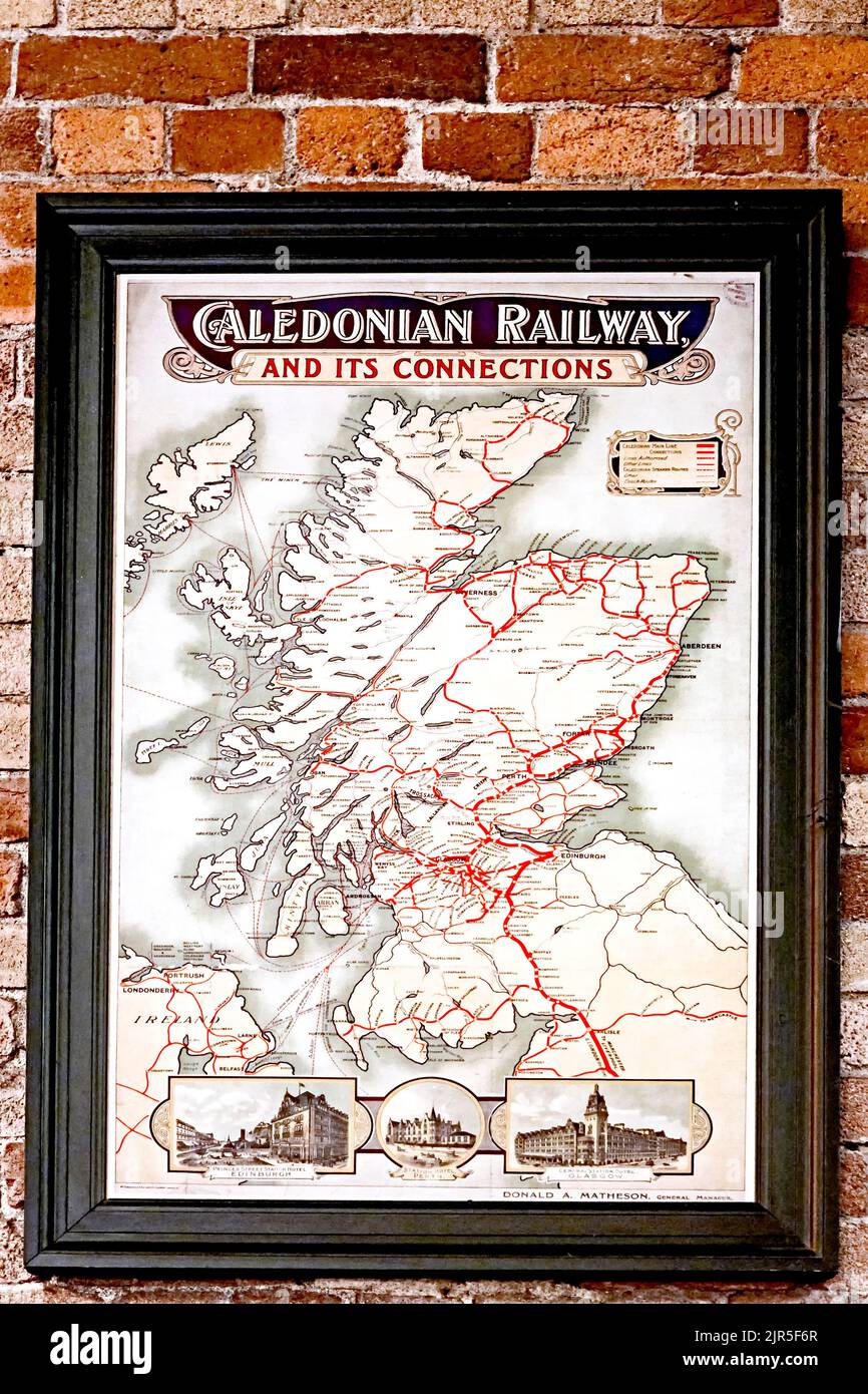 Map of the Caledonian railway Stock Photo