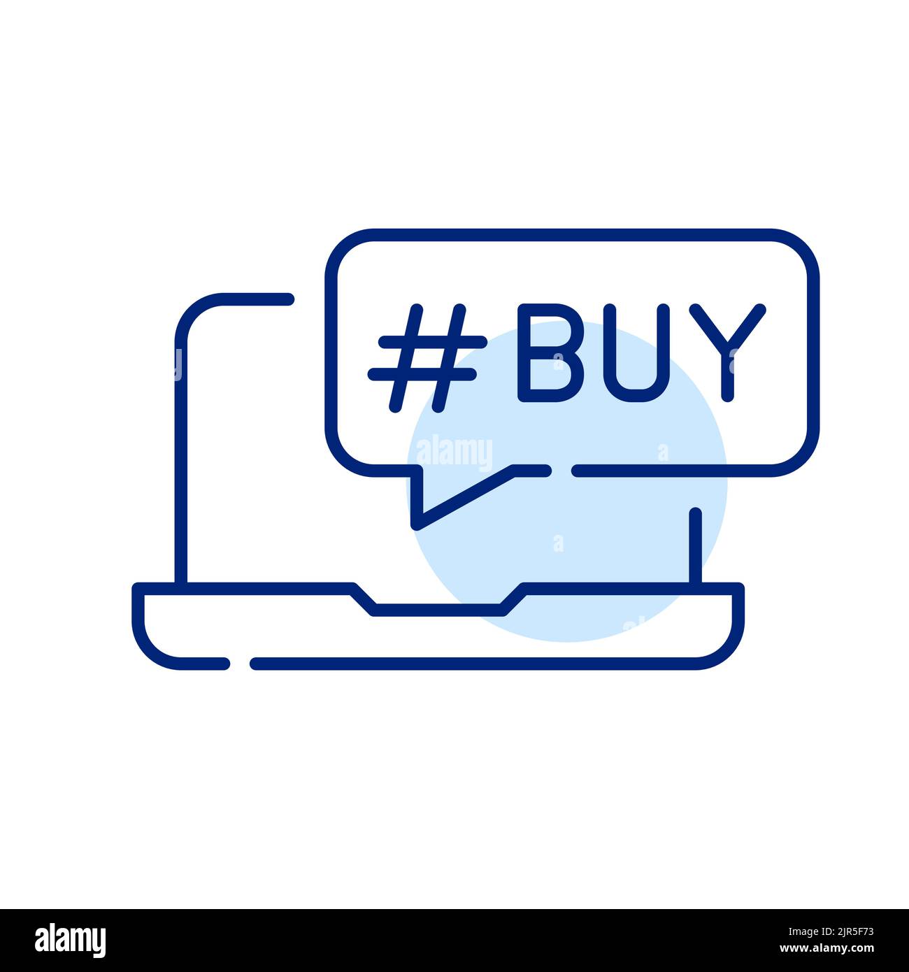 Laptop with buy message on it. Pixel perfect, editable stroke line art ...