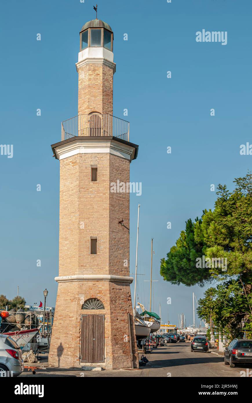 Light House in the fiishing harbour of Cervia in Emilia Romagna, Italy. Stock Photo