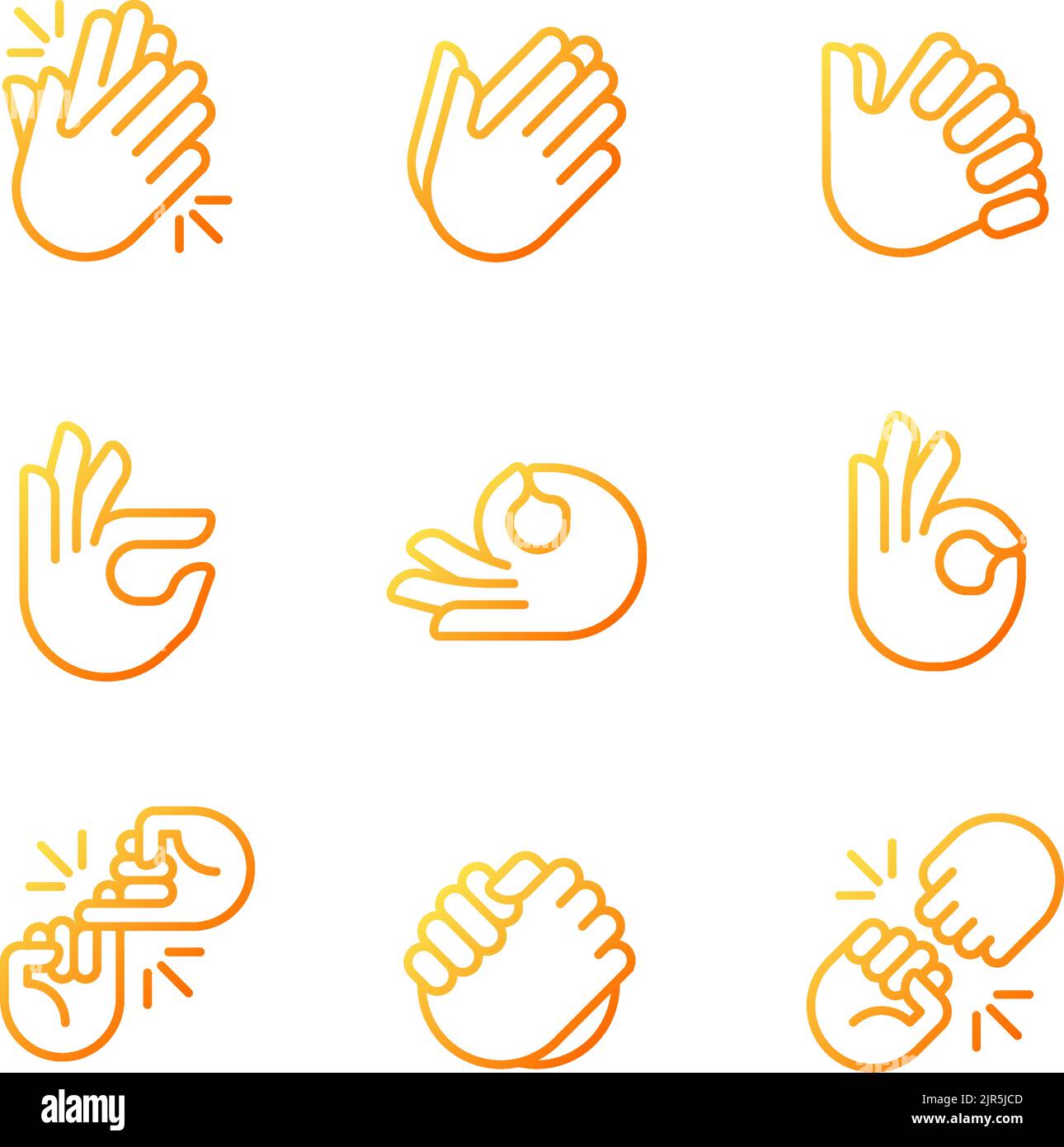 Gestures and communication pixel perfect gradient linear vector icons set Stock Vector