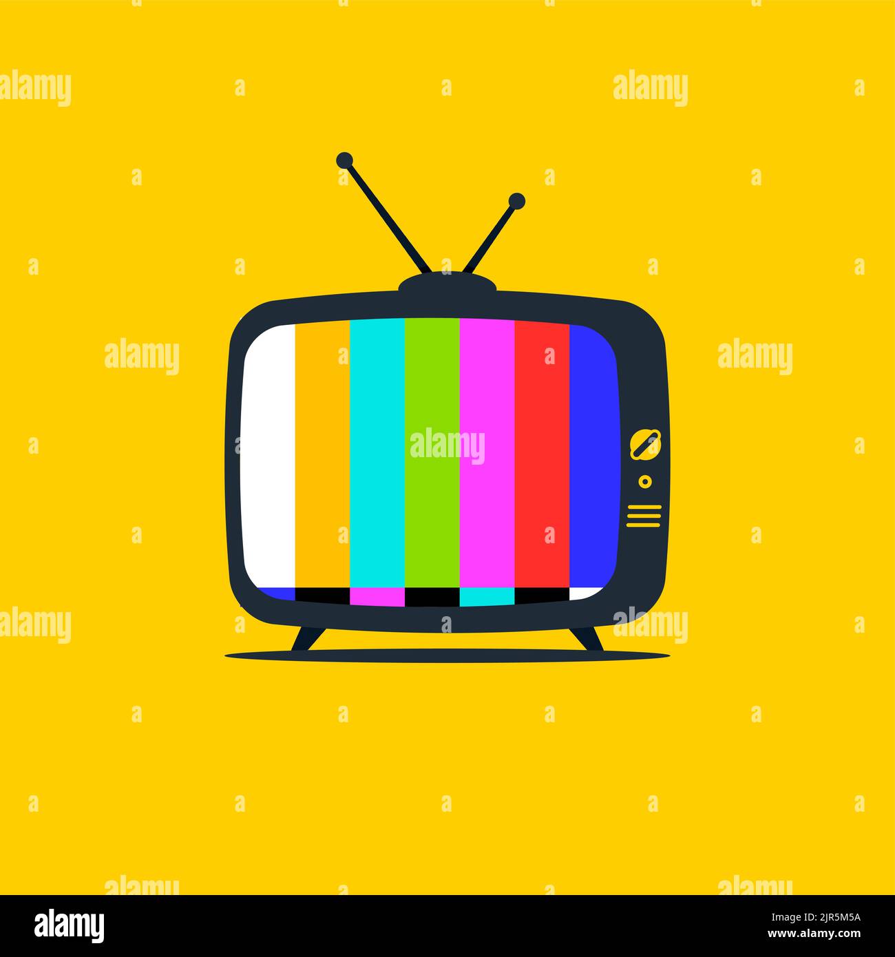 Old tv vintage bar screen icon. Old tv video isolated television screen vector color icon Stock Vector