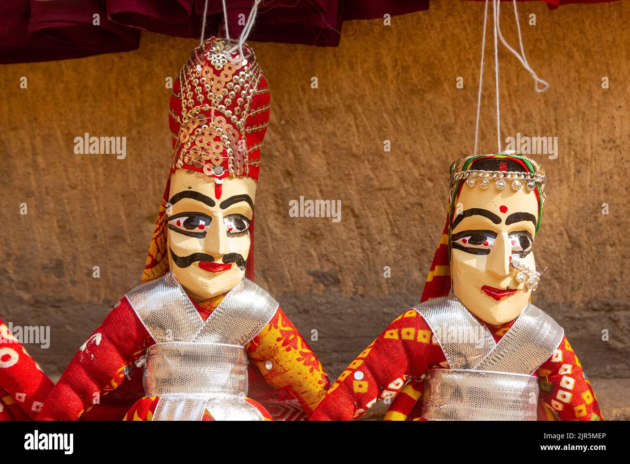 The Traditional Puppets on Roadside for the Sale, Jaisalmer, Rajasthan, India. Stock Photo