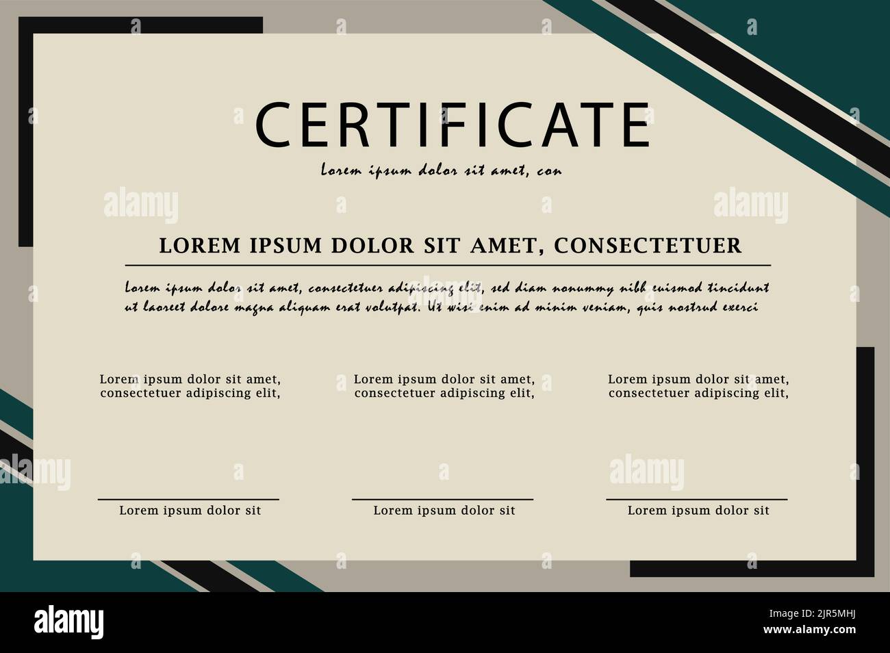 Luxury certificate of appreciation template with grey, dark green and black color. Multipurpose certificate border display. Stock Vector