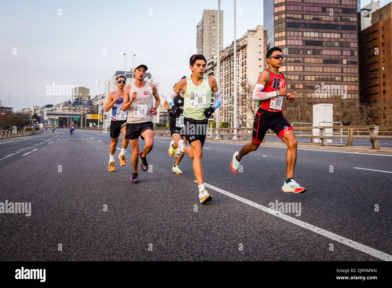Buenos Aires, Argentina. 21st Aug, 2022. A group of elite athletes run