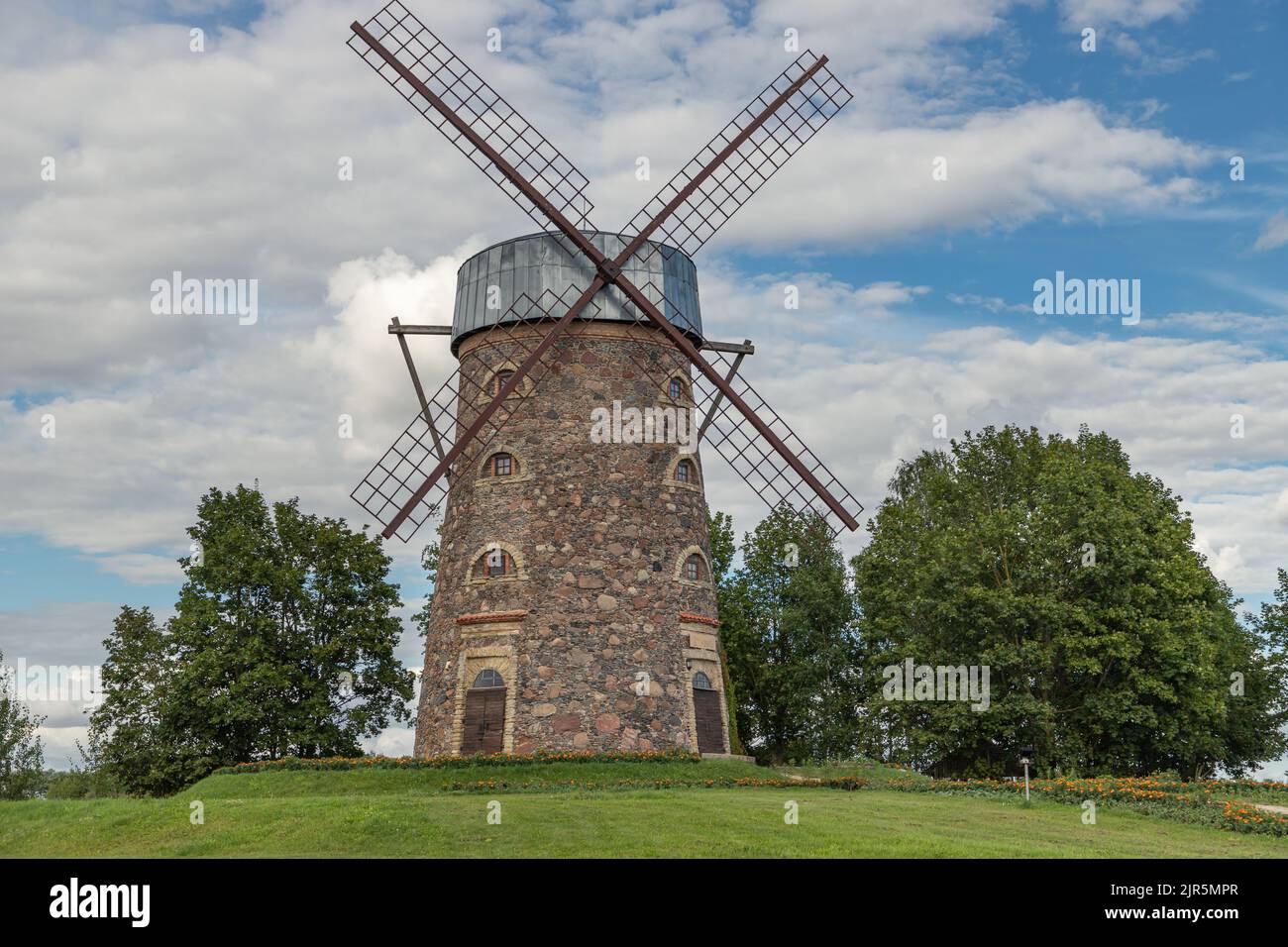 Brick Windmill In Lithuania Stock Photo Alamy