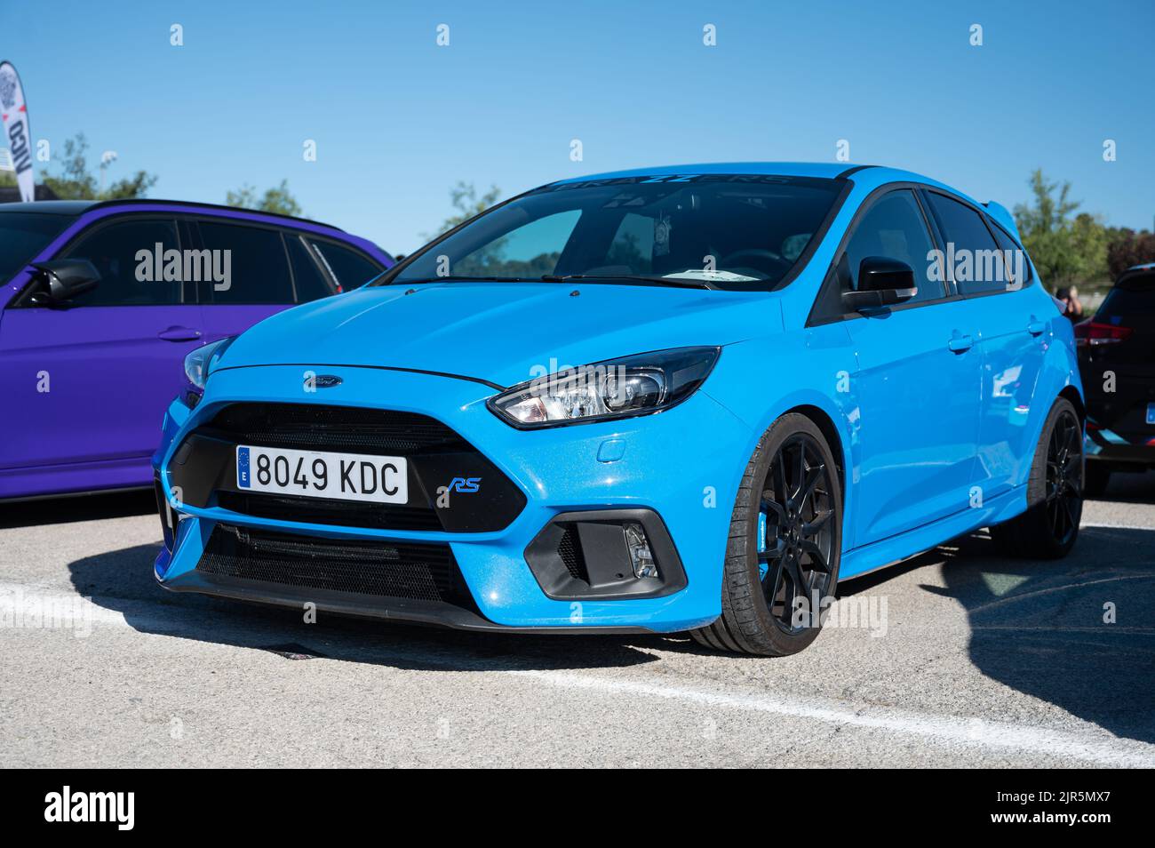A blue Ford Focus Rs3 parked on the side of a road Stock Photo Alamy
