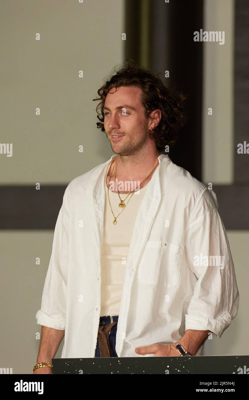 Aaron Taylor-Johnson attends a promotional event for the movie ”Bullet Train' at the Koyasan Tokyo Betsuin temple on August 22, 2022 in Tokyo, Japan. The cast participated in a special Yakuyoke purification ritual at the temple to ward off evil spirits. Credit: AFLO/Alamy Live News Stock Photo