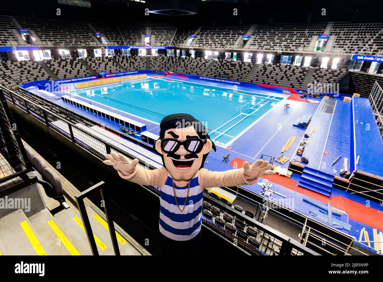 Split, Croatia, August 22, 2022. Mascot Roko of the 35th LEN European