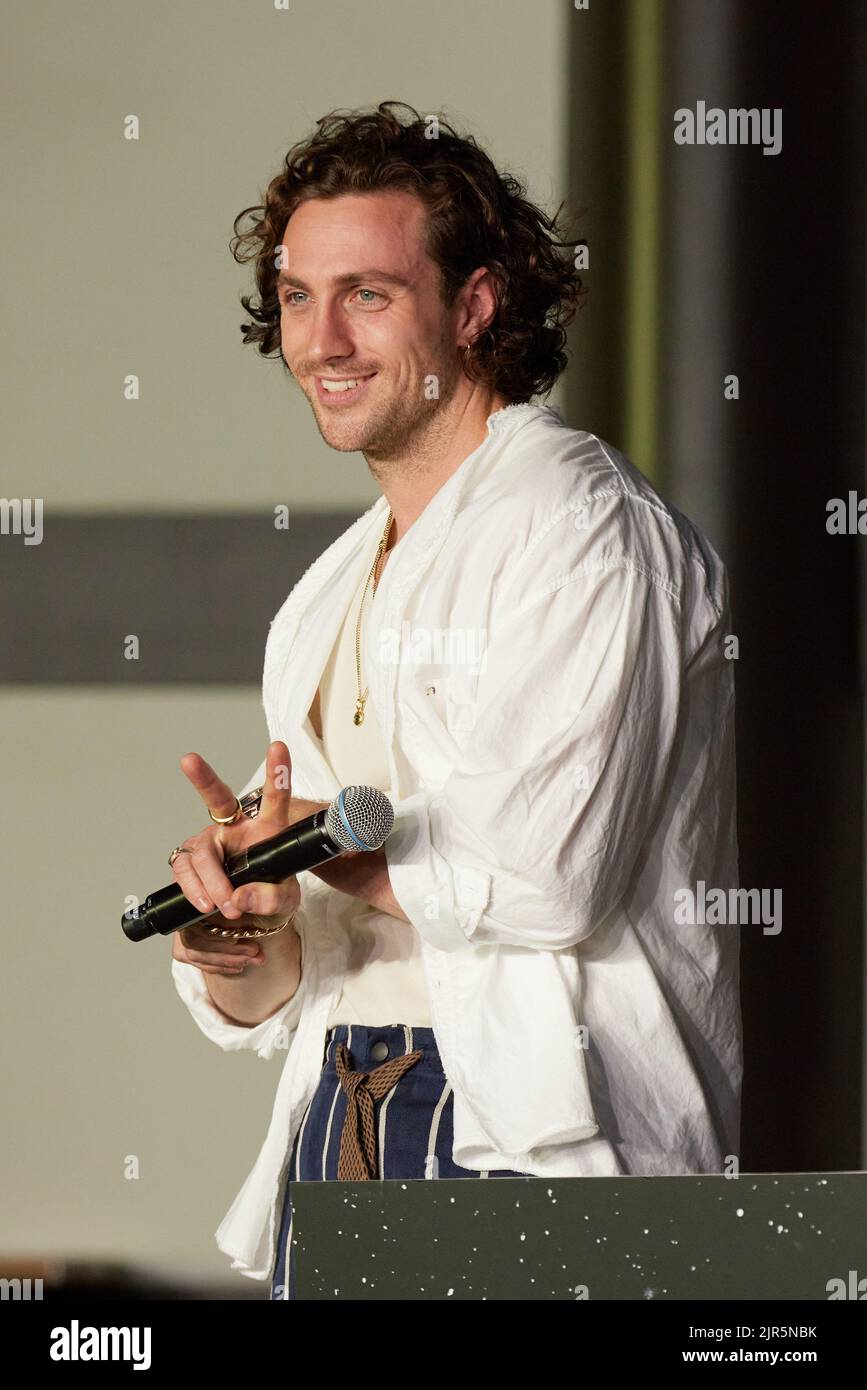 Aaron Taylor-Johnson attends a promotional event for the movie ”Bullet Train' at the Koyasan Tokyo Betsuin temple on August 22, 2022 in Tokyo, Japan. The cast participated in a special Yakuyoke purification ritual at the temple to ward off evil spirits. Credit: AFLO/Alamy Live News Stock Photo