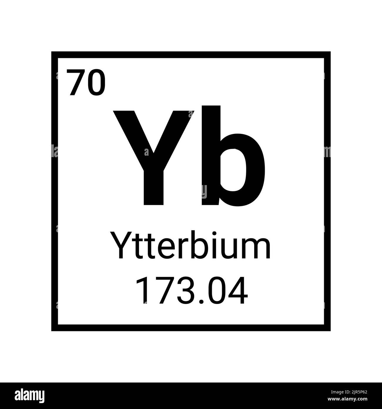 Ytterbium chemistry periodic table sign illustration. Atomic symbol science icon. Stock Vector