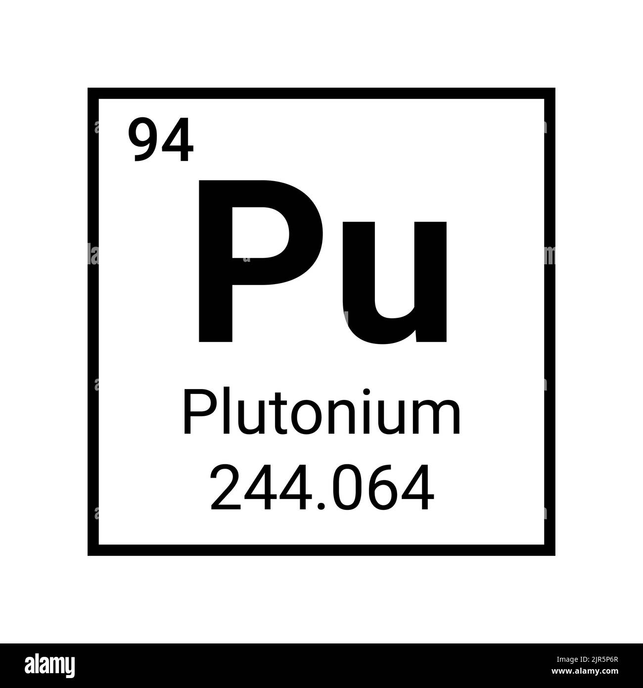 Plutonium chemical element symbol icon. Atom plutonium sign periodic table. Stock Vector