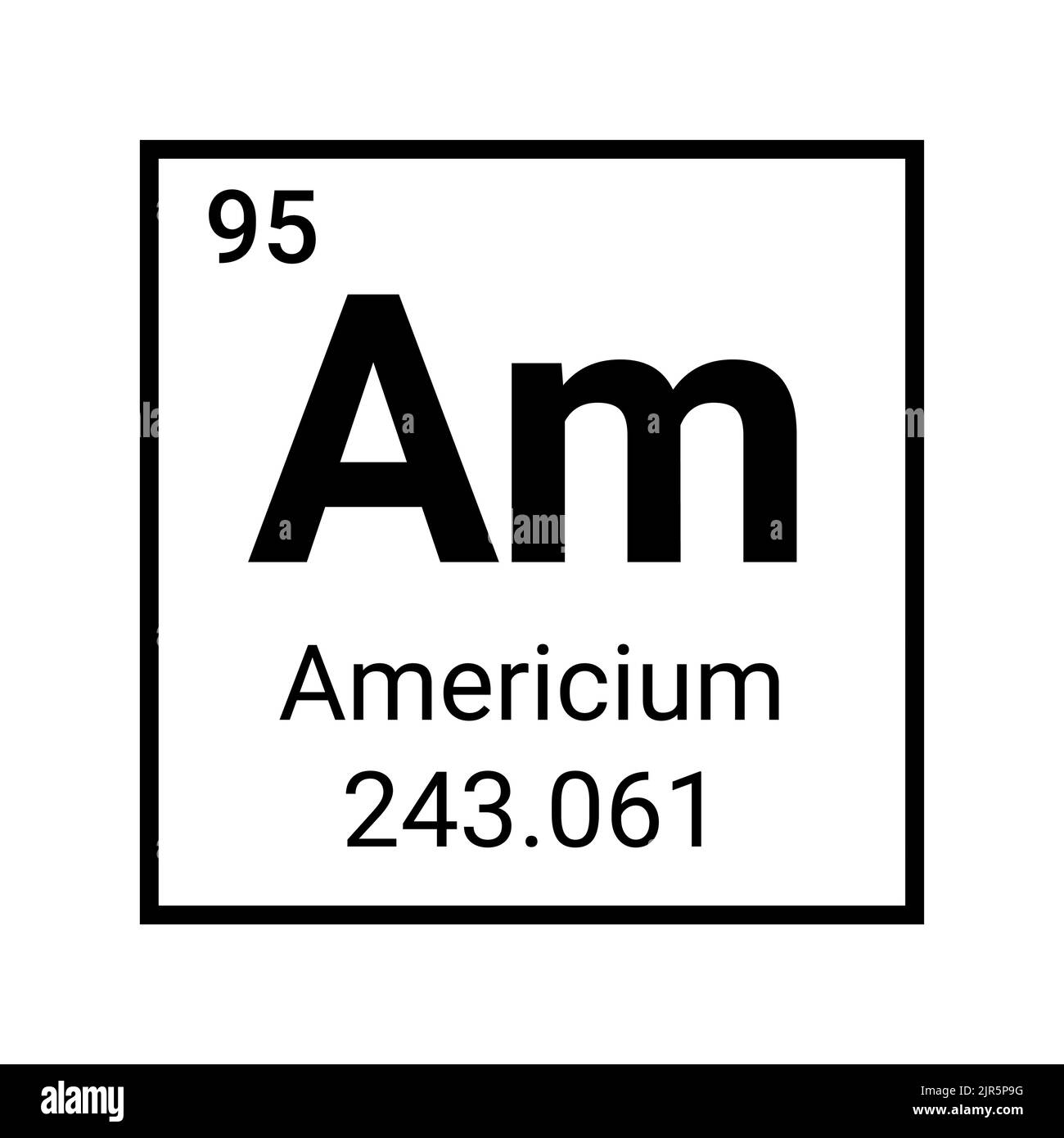 Americium chemistry icon symbol. Periodic table americium education atom sign. Stock Vector