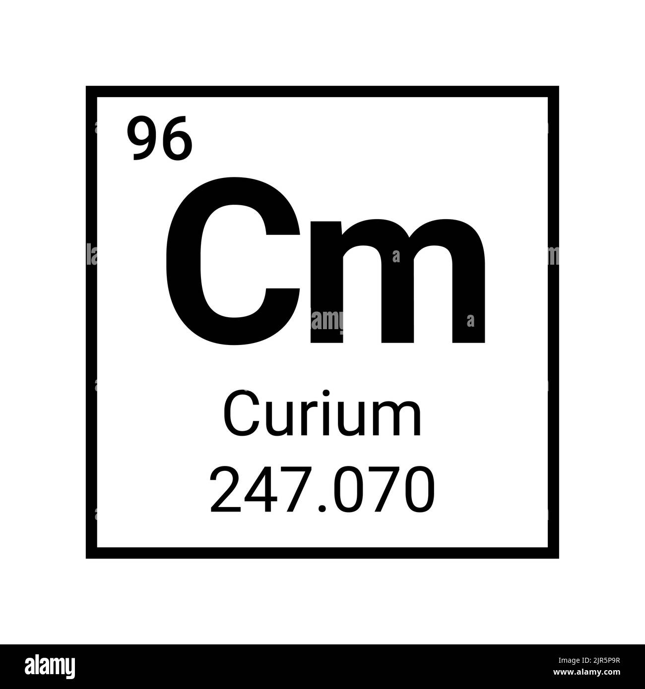 Curium symbol element periodic table atomic chemical sign illustration. Stock Vector