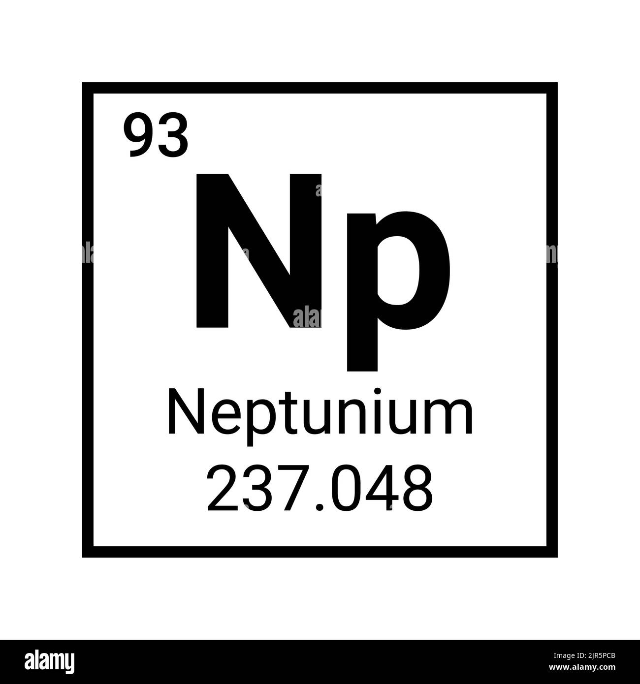 Neptunium symbol chemical element periodic table. Atomic education symbol neptunium sign. Stock Vector