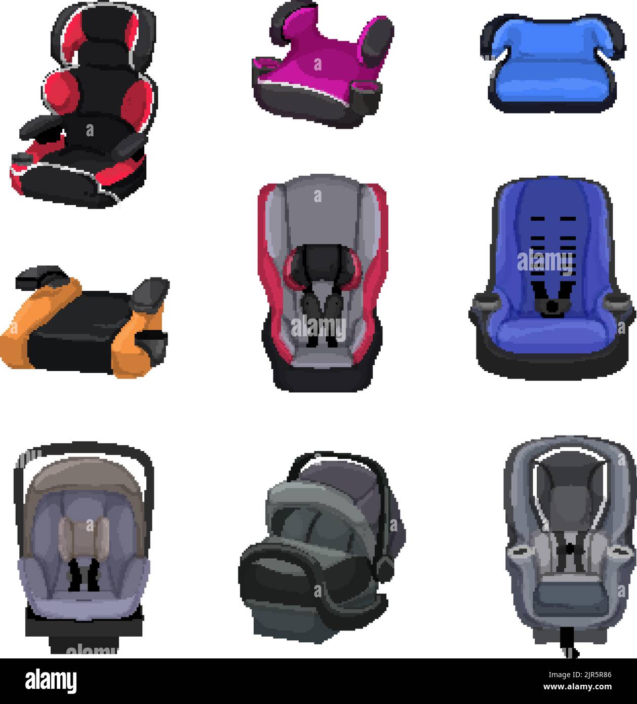 baby car seat set cartoon vector illustration Stock Vector Image & Art ...