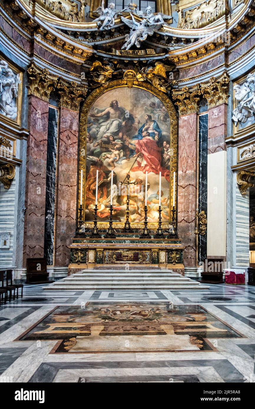 The parish alter of Chiesa di Santa Maria in Portico in Campitelli, Rome, Italy. Stock Photo