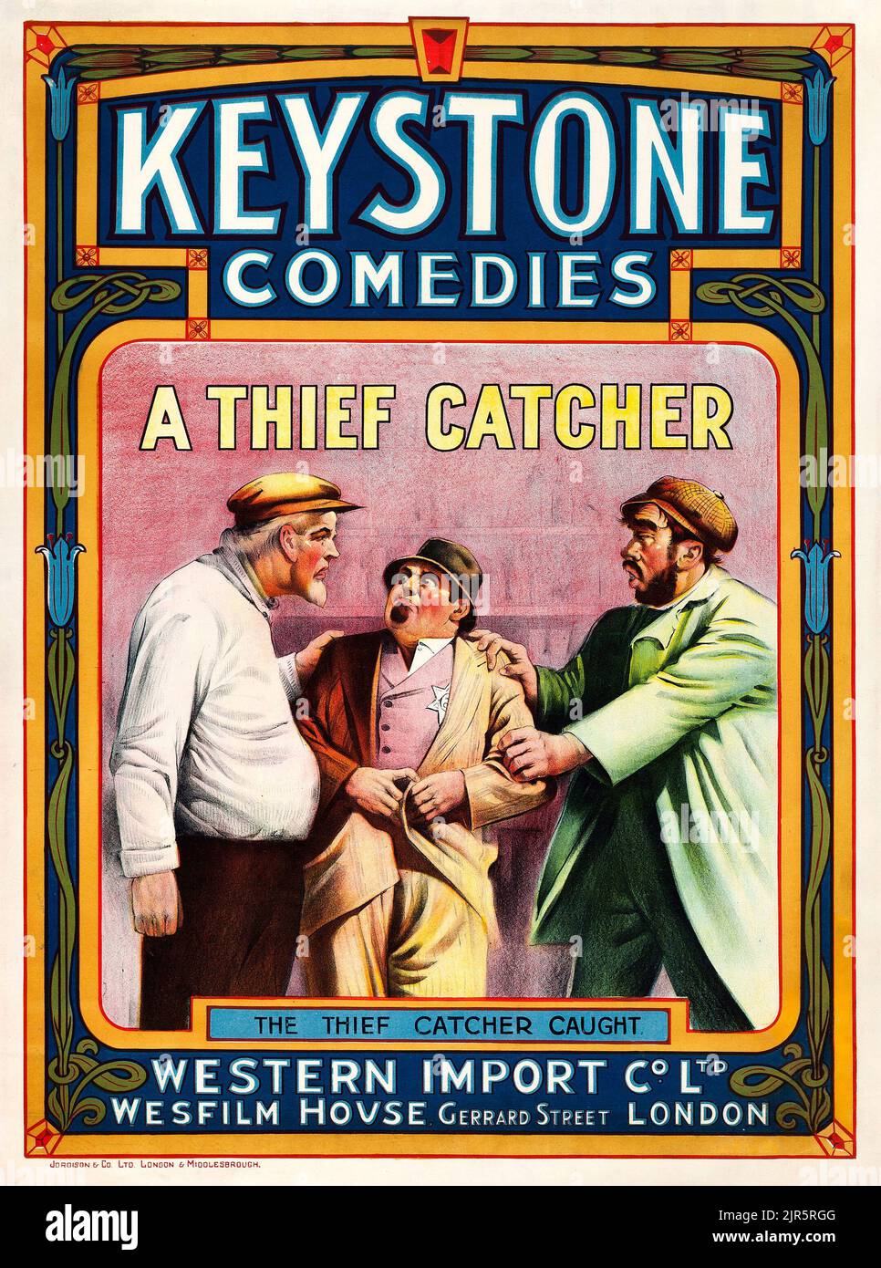 Vintage film poster - A Thief Catcher (Keystone:Wesfilm House, 1914). British Stock Photo