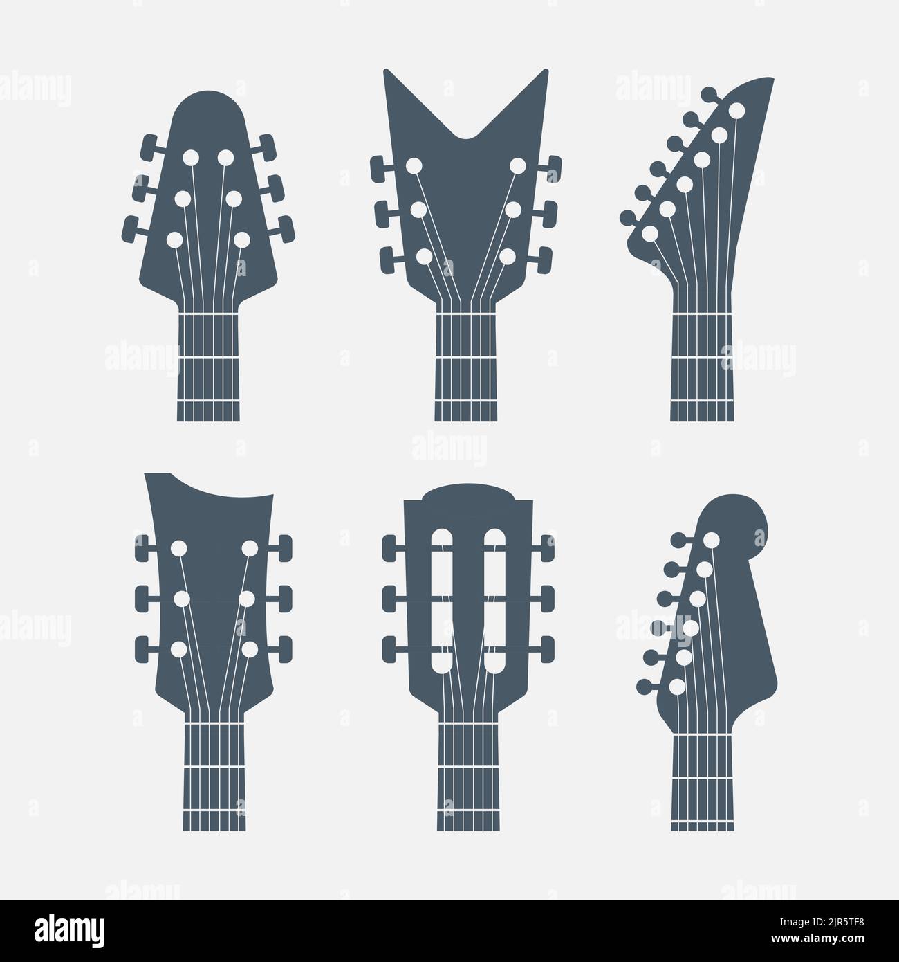 Guitars headstock vector electric neck abstract icon. Guitar head