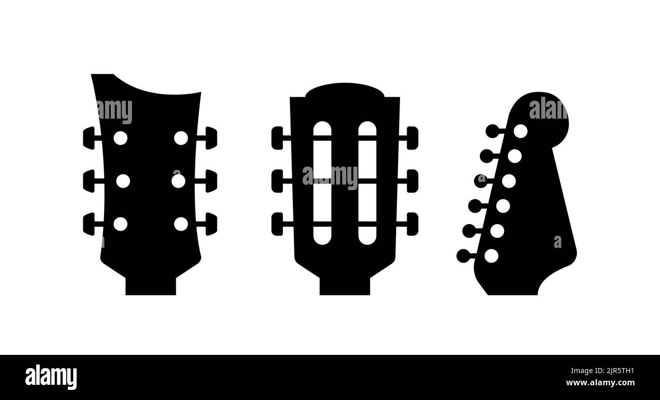 Guitars headstock vector electric neck abstract icon. Guitar head