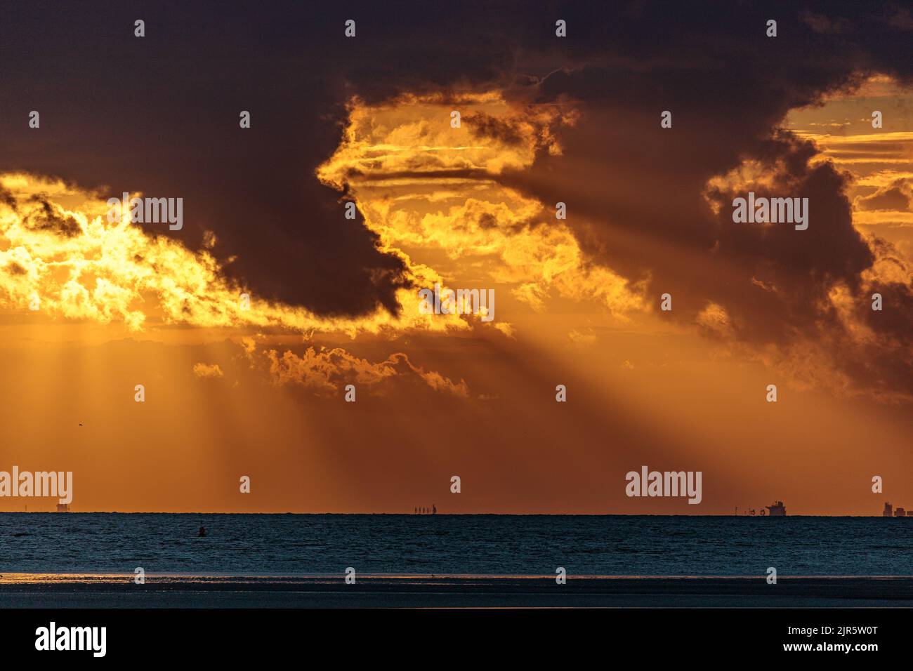 Dramatic sunset over the North Wales coast at Llandudno Stock Photo